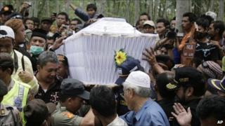 The funeral of Maridjan, at a graveyard near Mount Merapi - 28 October 2010