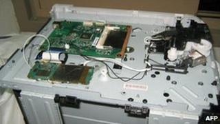 The circuit board on the printer found inside the package intercepted in Dubai