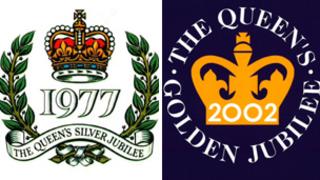 Emblems for the Queen's silver and golden Jubilees