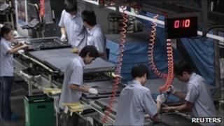 Flatscreen TV production line at a factory in Huizhou, China