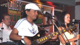 Band playing at Calle Cinco bar