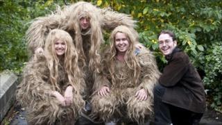 L-R: Sioned Alaw Hughes, Gruff ab Arwel and Daniel Sajko, Dr Craig Owen Jones