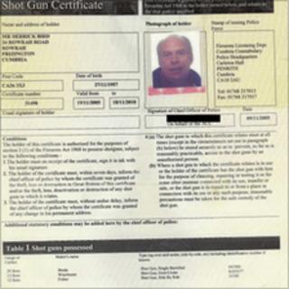 Derrick Bird shotgun certificate