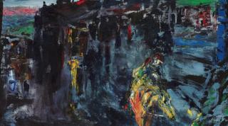 A Horseman Enters a Town at Night