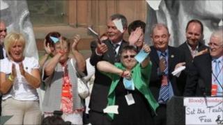 Bloody Sunday relatives in Londonderry following the publication of the Saville Inquiry