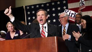 Rep Sen Mark Kirk celebrates victory in Chicago, Ill (3 Nov 2010)