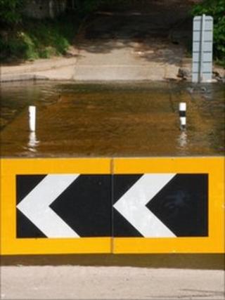 Barrier across Stanhope Ford in Weardale