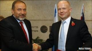 Avigdor Lieberman and William Hague in Jerusalem, 3 November
