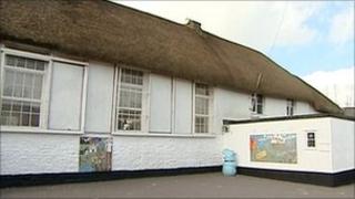 The old Cheriton Fitzpaine thatched school