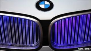 File picture of a BMW logo seen on a car at the Paris Mondial de l'Automobile