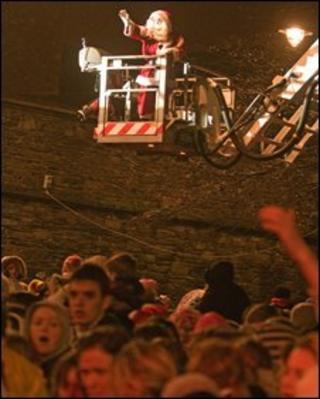 Santa on a crane