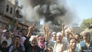 Demonstrators in Daleh, southern Yemen, 10 November