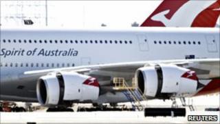 Qantas A380 at LA airport - 8 November 2010