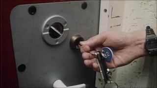 prison guard locking door generic