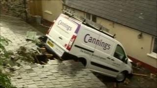 Vehicle on building