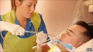 Patient on life support