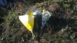 Flowers at scene of crash