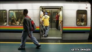 Passengers at a station in Caracas (file photo)