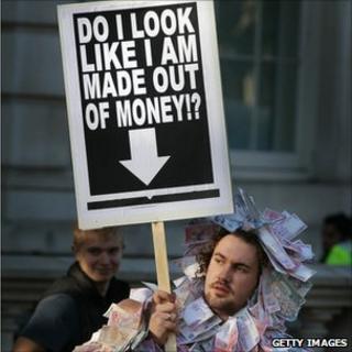 A campaigner in a money suit