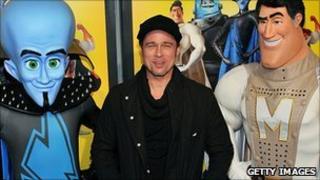 Brad Pitt with Megamind and Metro Man