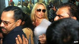 Pamela Anderson arrives in Mumbai