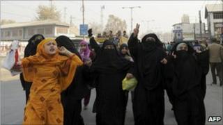 Women protesters in Srinagar
