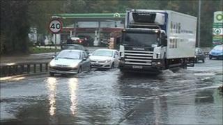 Part of the Knock Road in east Belfast was flooded