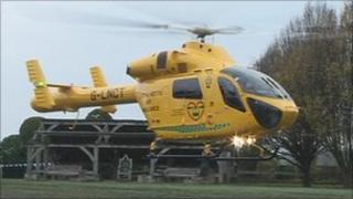 Air ambulance at Nottingham Castle