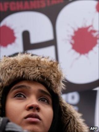 Demonstrator at Afghanistan: Time to Go rally in London on Saturday 20 November 2010