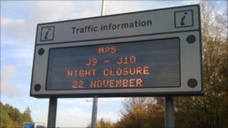 M25 road sign