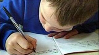 Boy writing