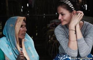 Sixty-year-old year old Kailashi (left) with Helena Christensen