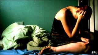 Depressed woman (posed by model)