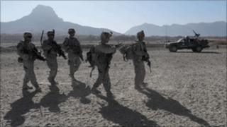 US troops on patrol in Kandahar province