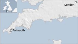 Map showing location of Falmouth