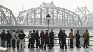 Chinese tourists in Dandong, 27 November