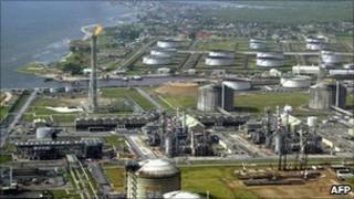 Shell's oil and gas terminal on Bonny Island in southern Nigeria's Niger Delta, pictured in 2005