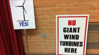 Signs at the meeting