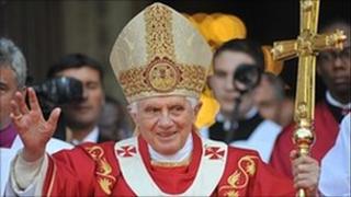 Pope Benedict XVI outside Westminster Cathedral September 2010