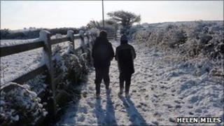 Snow in Cornwall. Pic: Helen Miles