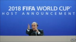 Mr Putin at Fifa news conference in Zurich