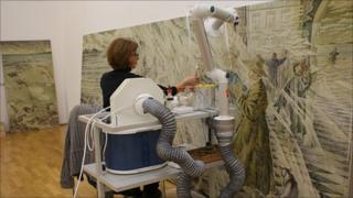 Part of Mildred Eldridge's Dance of Life mural being restored