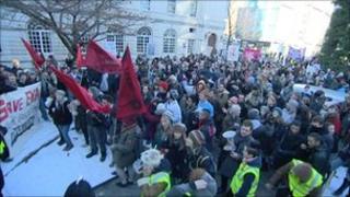 Students demonstrate in Leeds