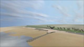 A computer image of how the seafront will look after the coastal defence work