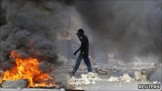 Scene of a protest in Port-au-Prince