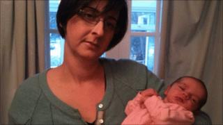 Sarah Holford and her new baby