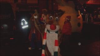 Rudolph the reindeer and a snowman