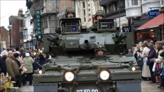 The tank leading the parade