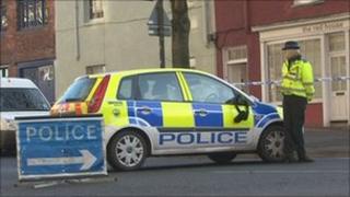 Police at the murder scene