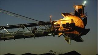 Machine places coal at Rio Tinto's Blair Athol mine in Queensland